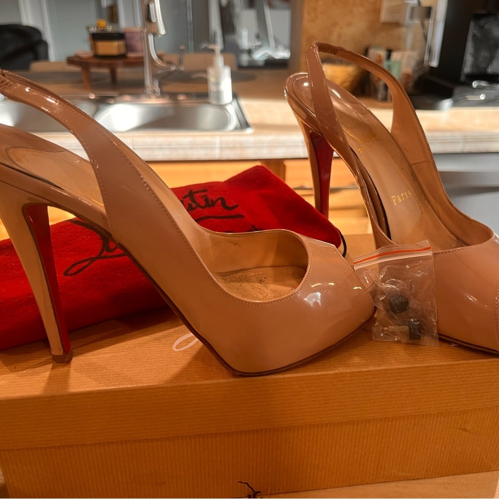 Authentic Christian Louboutin Nude Slingback Heels 37.5